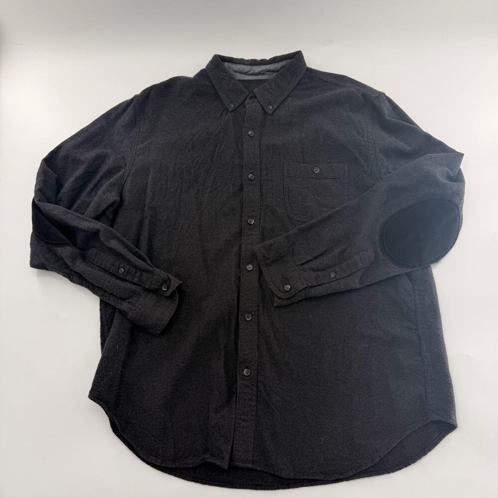 J. Crew Cotton Wool Blend Men’s Long Sleeve Button Up Shirt Grey Elbow Patch